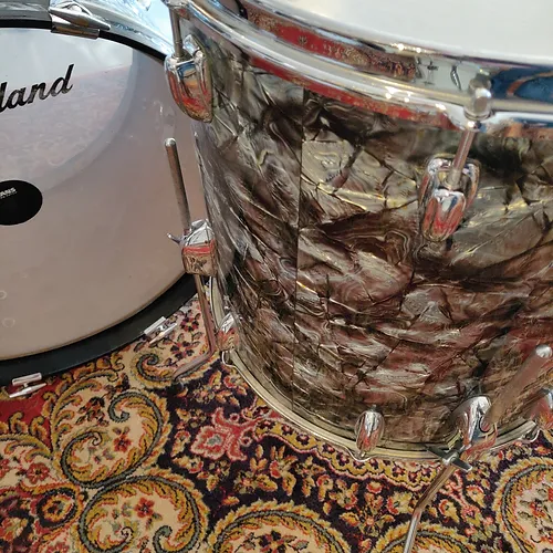 Slingerland Gene Krupa Deluxe Outfit 20"x14" 13"x9" 16"x16" Black Diamond Pearl - Image 10