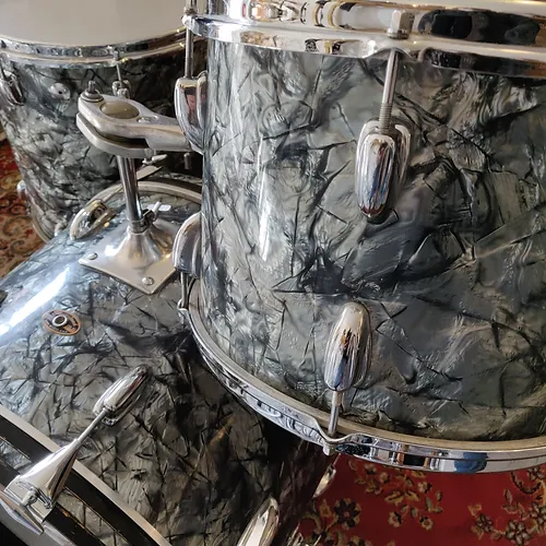 Slingerland Gene Krupa Deluxe Outfit 20"x14" 13"x9" 16"x16" Black Diamond Pearl - Image 15