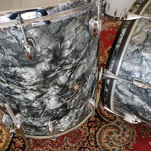 Slingerland Gene Krupa Deluxe Outfit 20"x14" 13"x9" 16"x16" Black Diamond Pearl - Image 5