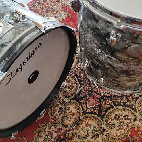 Slingerland Gene Krupa Deluxe Outfit 20"x14" 13"x9" 16"x16" Black Diamond Pearl - Image 7