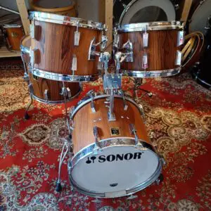 Sonor Rosewood Centennial (Gold Badge) Bop Kit de 1975-1977 18&Prime;x14&Prime; 12&Prime;x8&Prime; 13&Prime;x9 14&Prime;14&Prime;