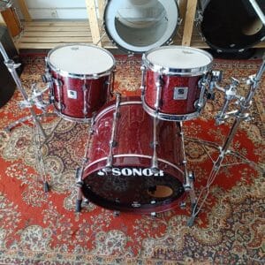 Sonor Designer Birds Eye Maple Light Red Stain 20&Prime;x14&Prime; 10&Prime;x8&Prime; 14&Prime;x12&Prime; + supports