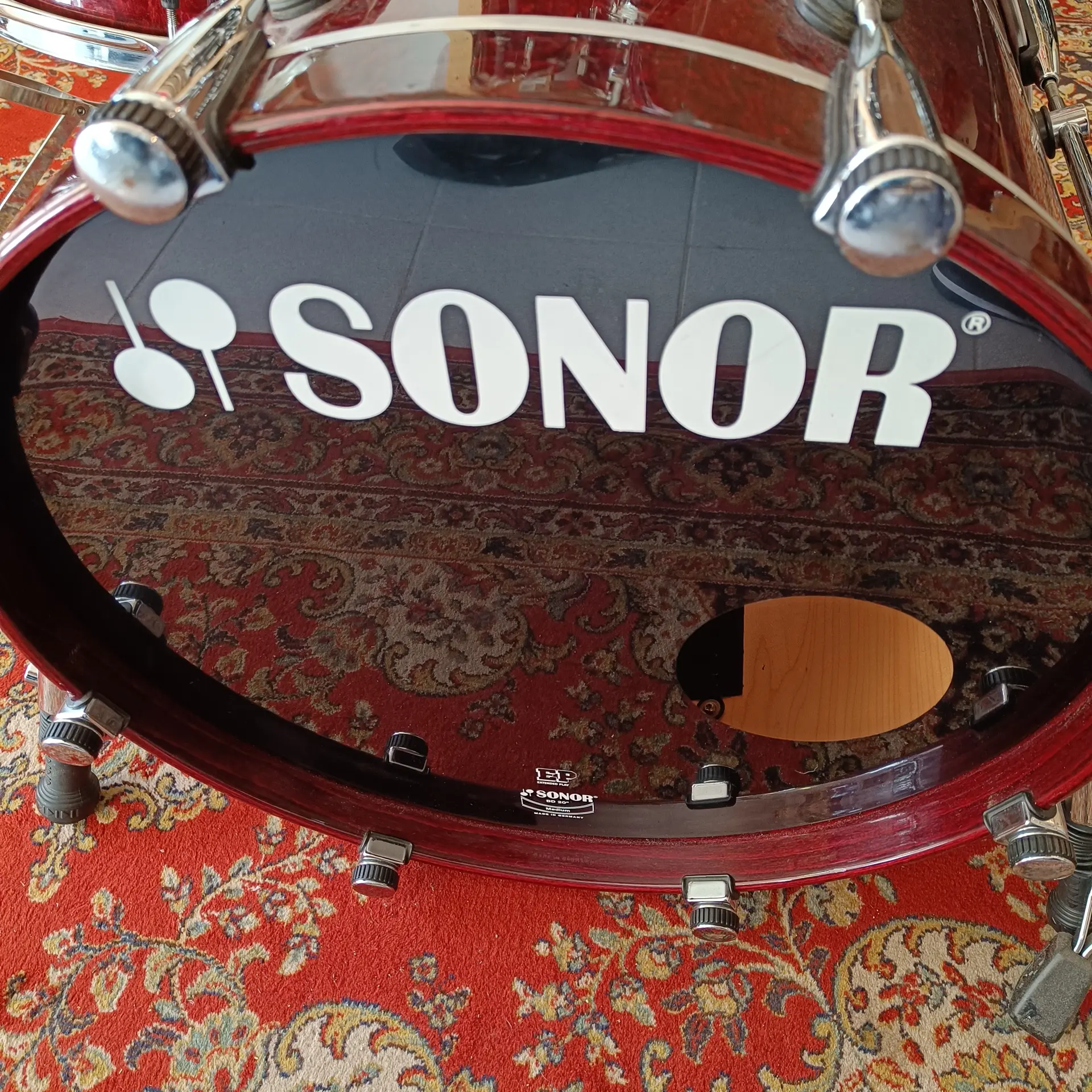 Sonor Designer Birds Eye Maple Light Red Stain 20"x14" 10"x8" 14"x12" + supports – Image 10