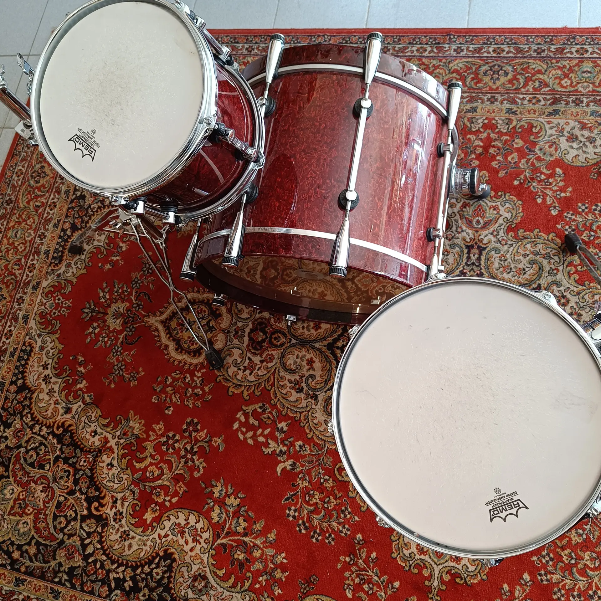 Sonor Designer Birds Eye Maple Light Red Stain 20"x14" 10"x8" 14"x12" + supports – Image 6