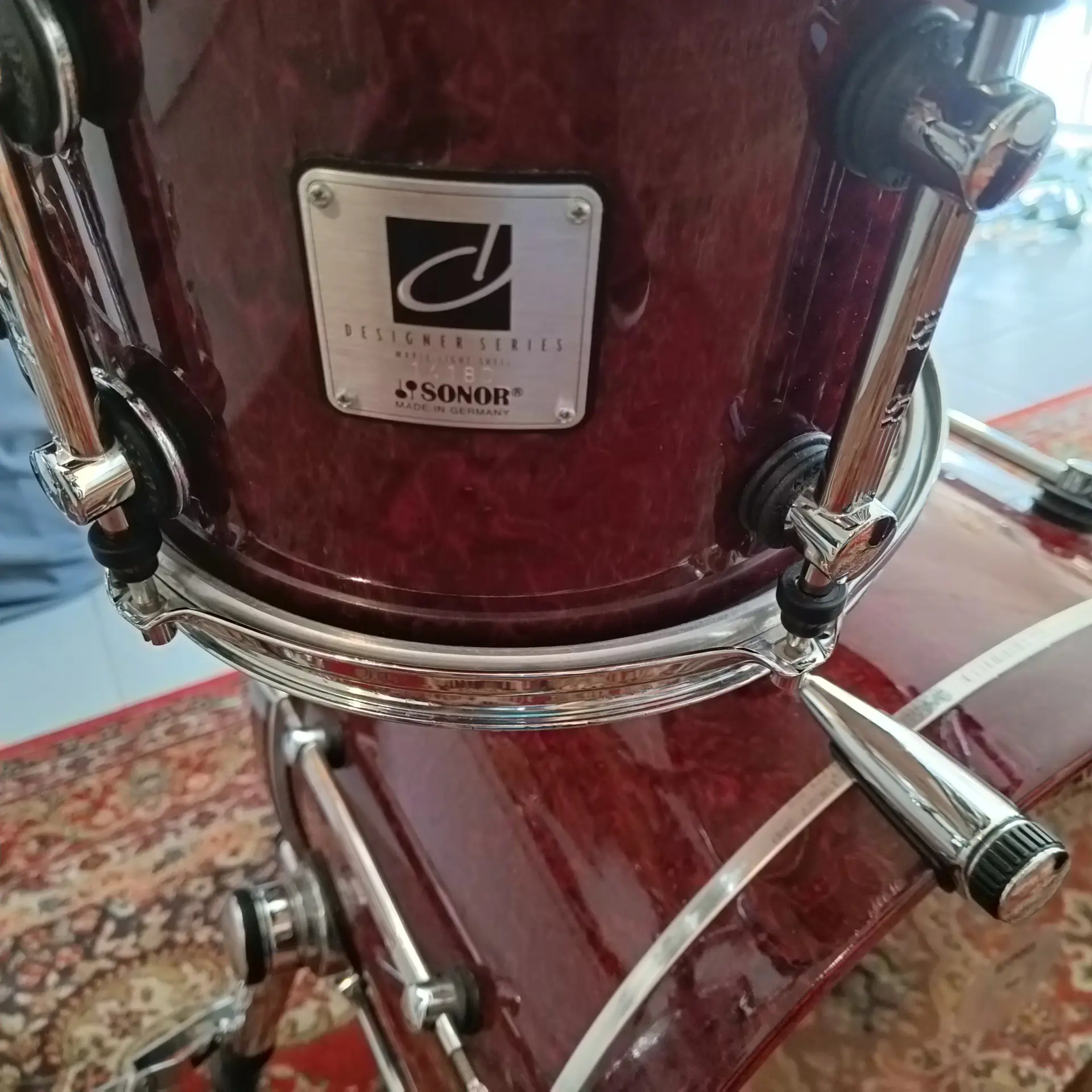 Sonor Designer Birds Eye Maple Light Red Stain 20"x14" 10"x8" 14"x12" + supports – Image 8