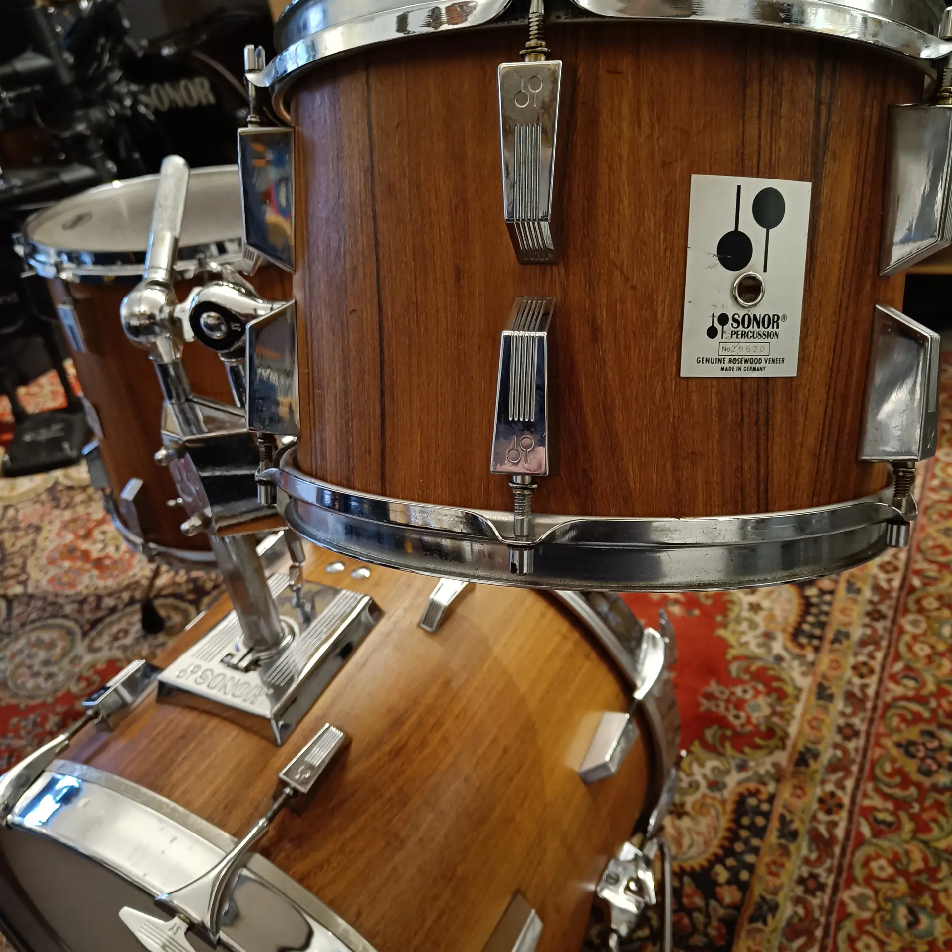 Sonor Phonic Genuine Rosewood Veneer 18"x14" 12"x8" 14"x14" Vintage early 80's - Image 3