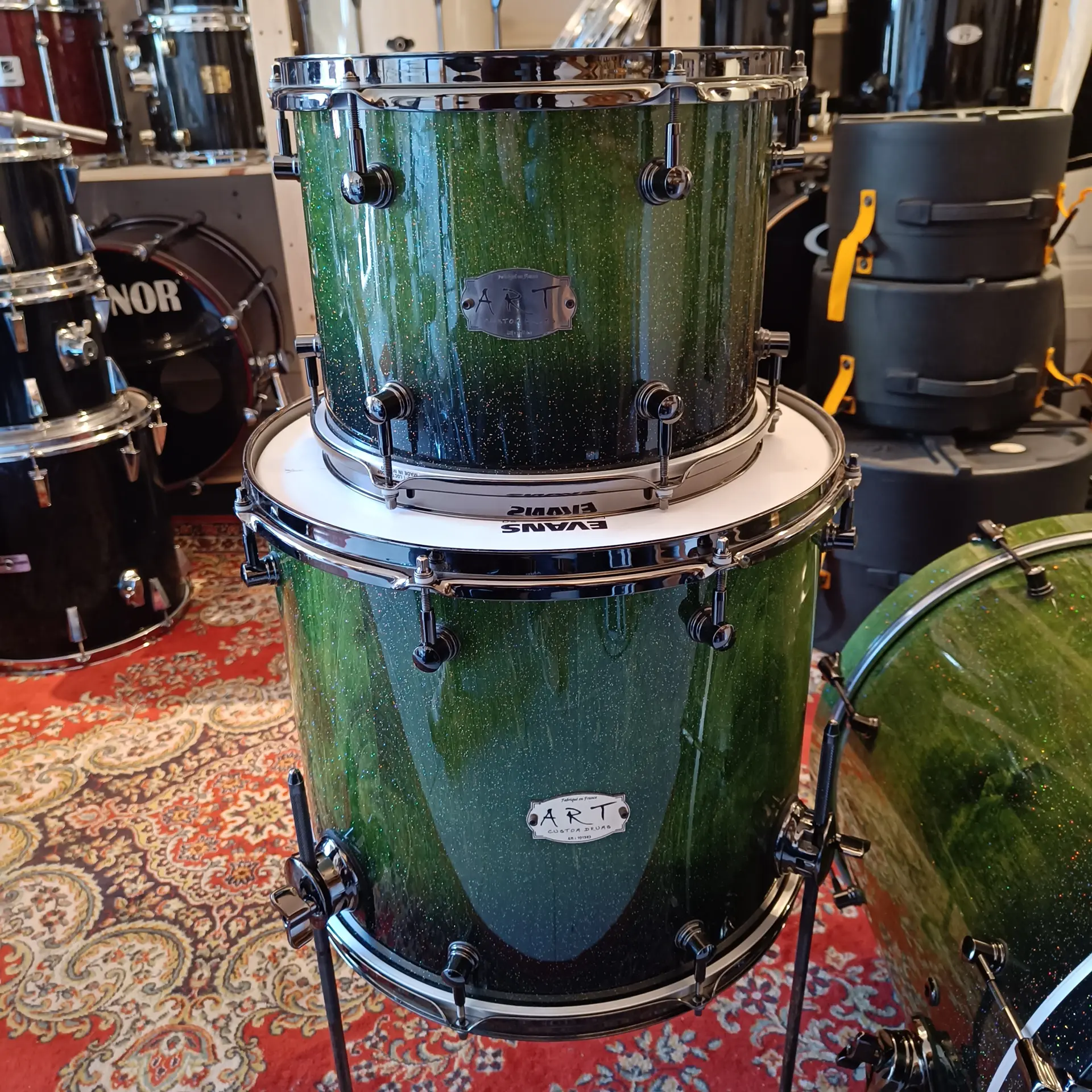ART Custom Maple Fusion 20"x18" 12"x9" 16"x14" Green Galaxy Sparkle – Image 3