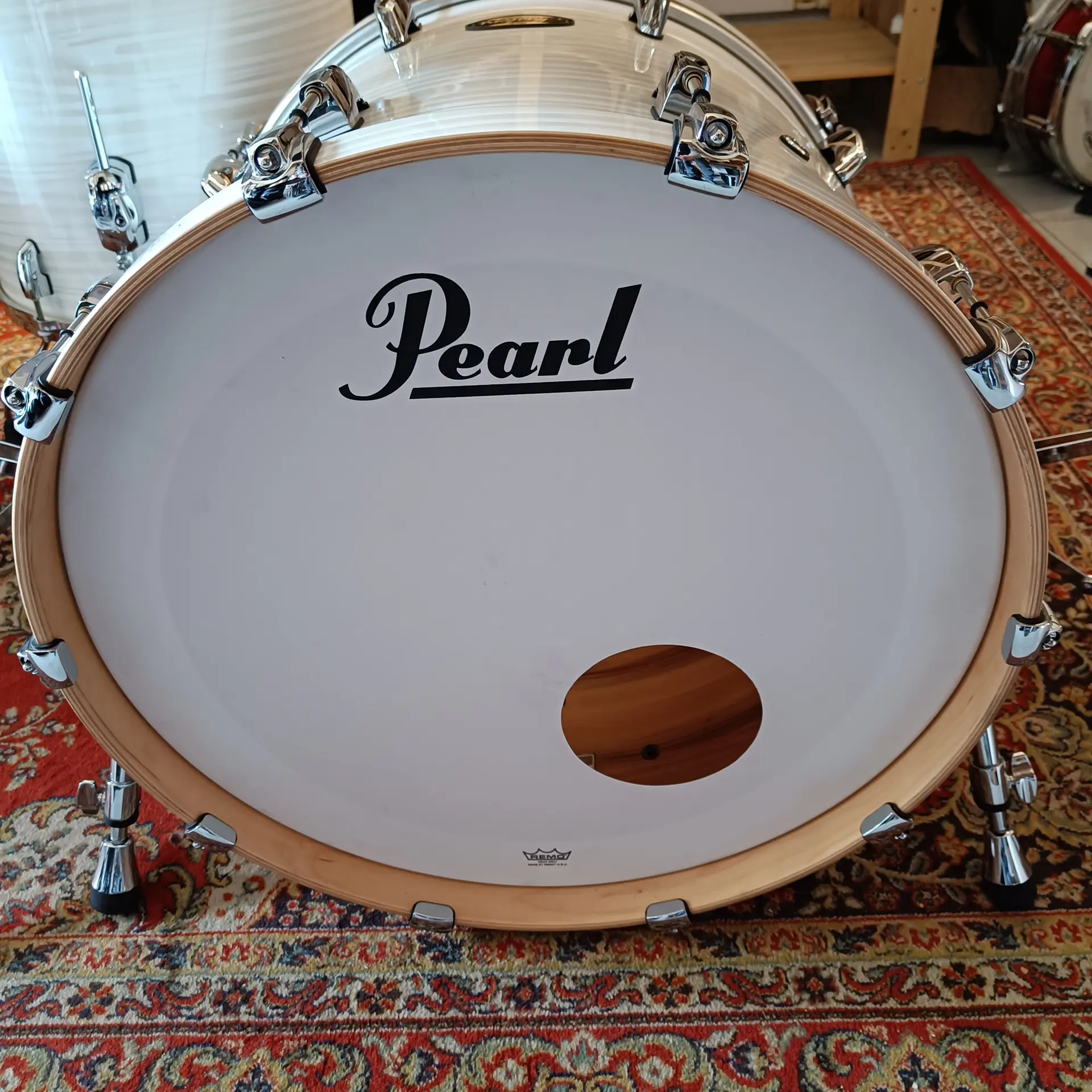 Pearl Masters Maple/Gum 22"x16" 10"x7" 12"x8" 16"x16" Silver White Swirl + supports toms – Image 12