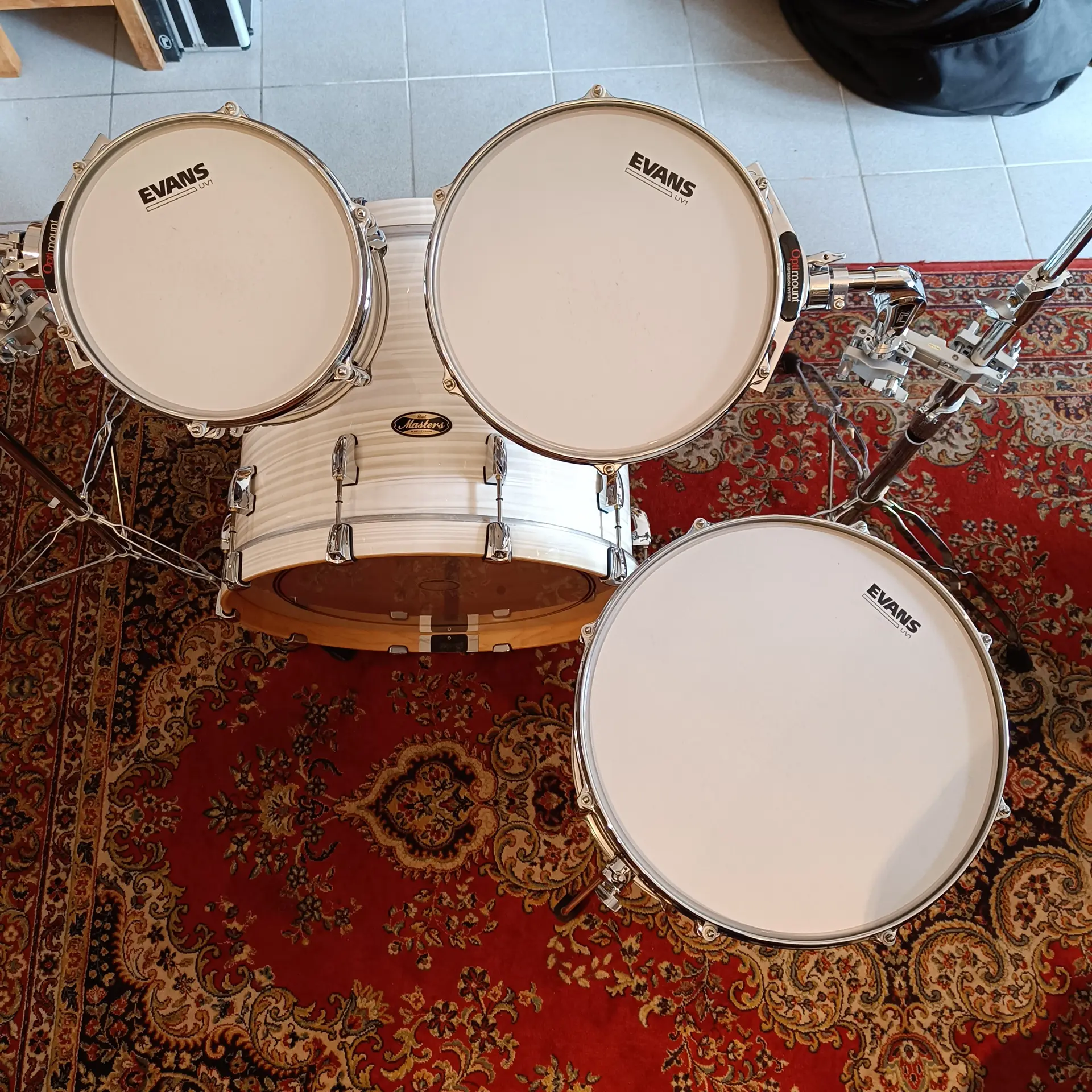 Pearl Masters Maple/Gum 22"x16" 10"x7" 12"x8" 16"x16" Silver White Swirl + supports toms – Image 6
