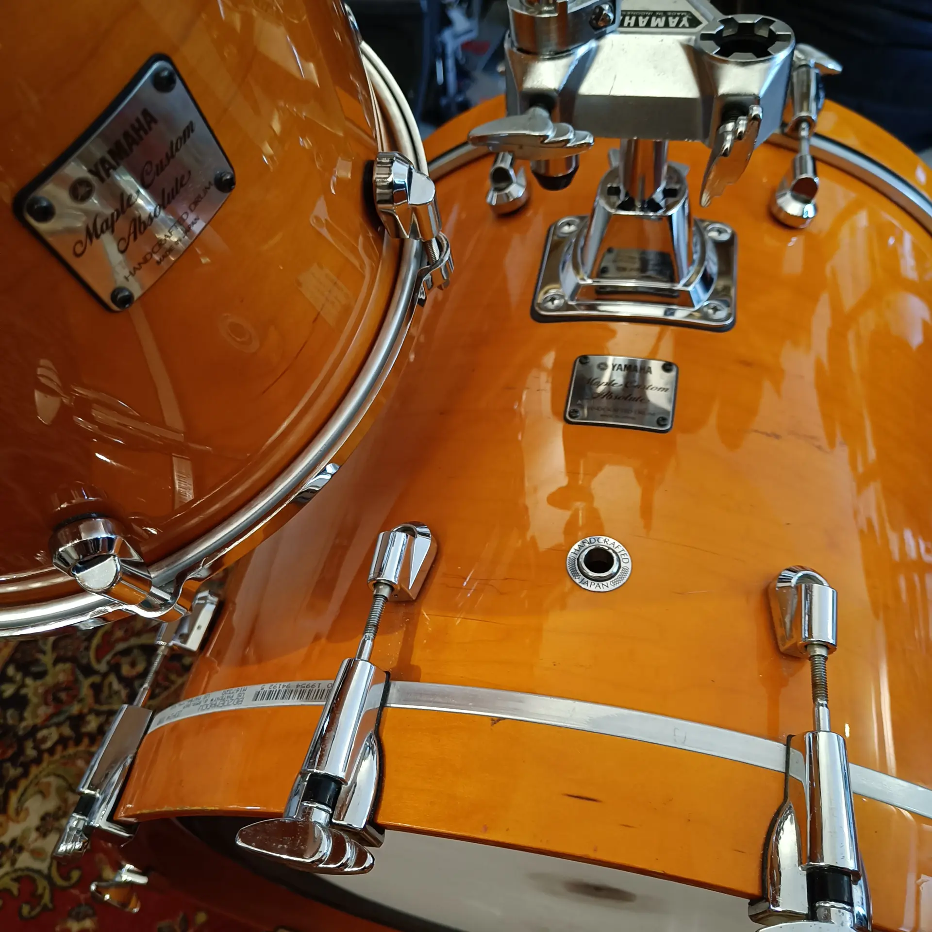 Yamaha Maple Custom Absolute 20"x16" 12"x10 14"x14 Amber Honey Made in Japan – Image 6