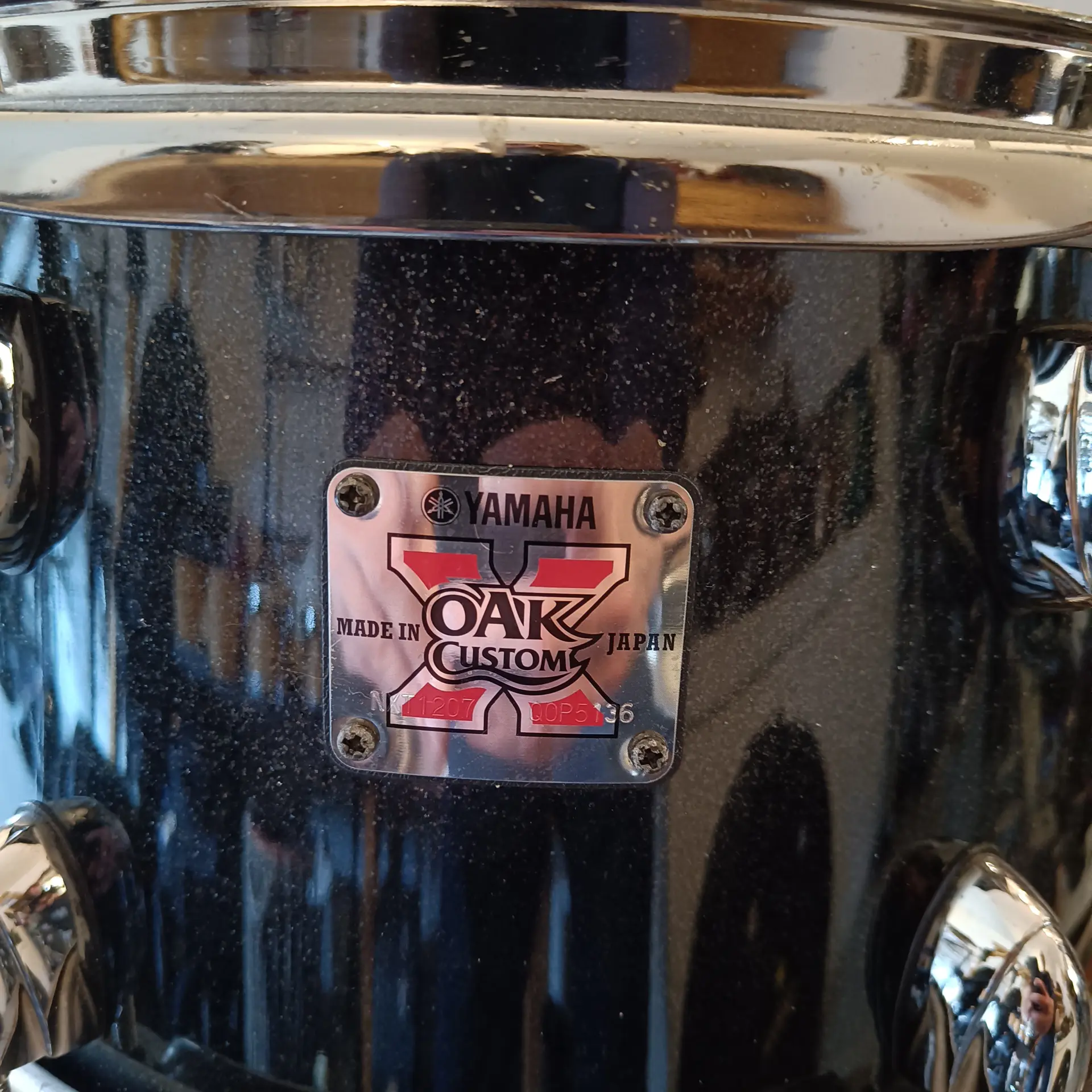 Yamaha Oak Custom X 22"x20" 12x7" 16x15" + support Tom Yamaha Dark Black Sparkle - Image 3