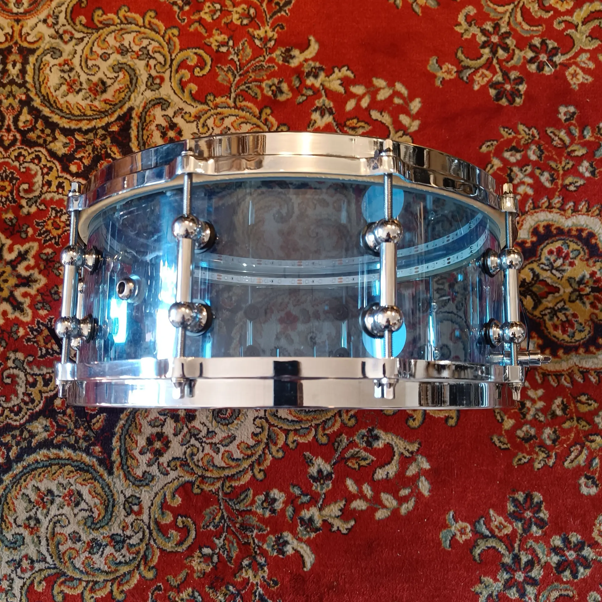 SNS Drums Acrylic 14"x6" (Bulgaria) with Led Lights System Blue (Stanislav Stoyanov) - Image 4