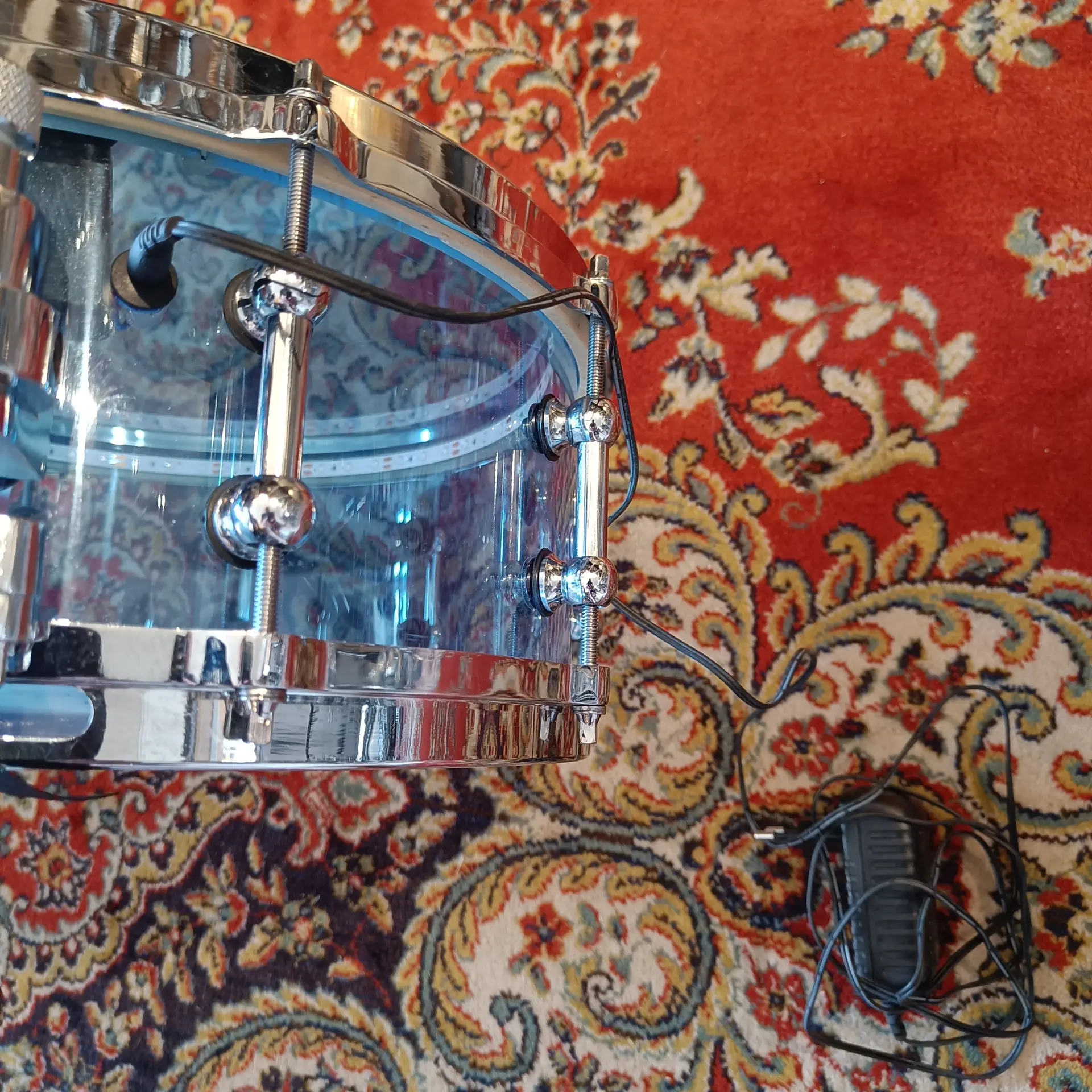 SNS Drums Acrylic 14"x6" (Bulgaria) with Led Lights System Blue (Stanislav Stoyanov) - Image 8