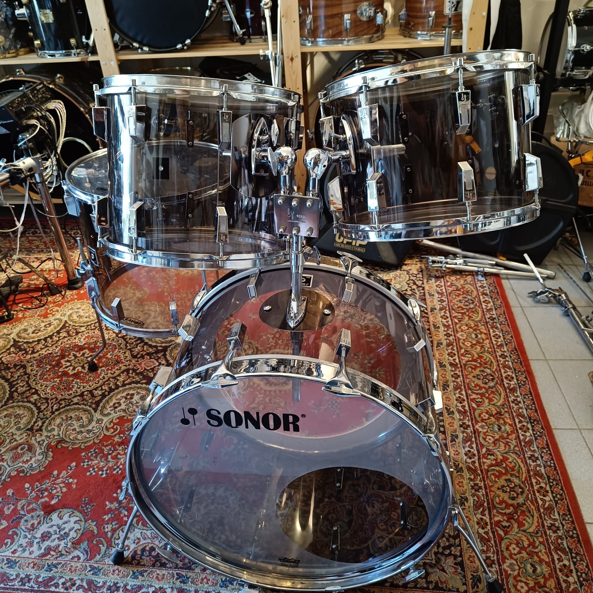 Sonor Phonic Acrylic Smokey 24"x14" 14"x10" 15"x12" 18"x16" Vintage 1977