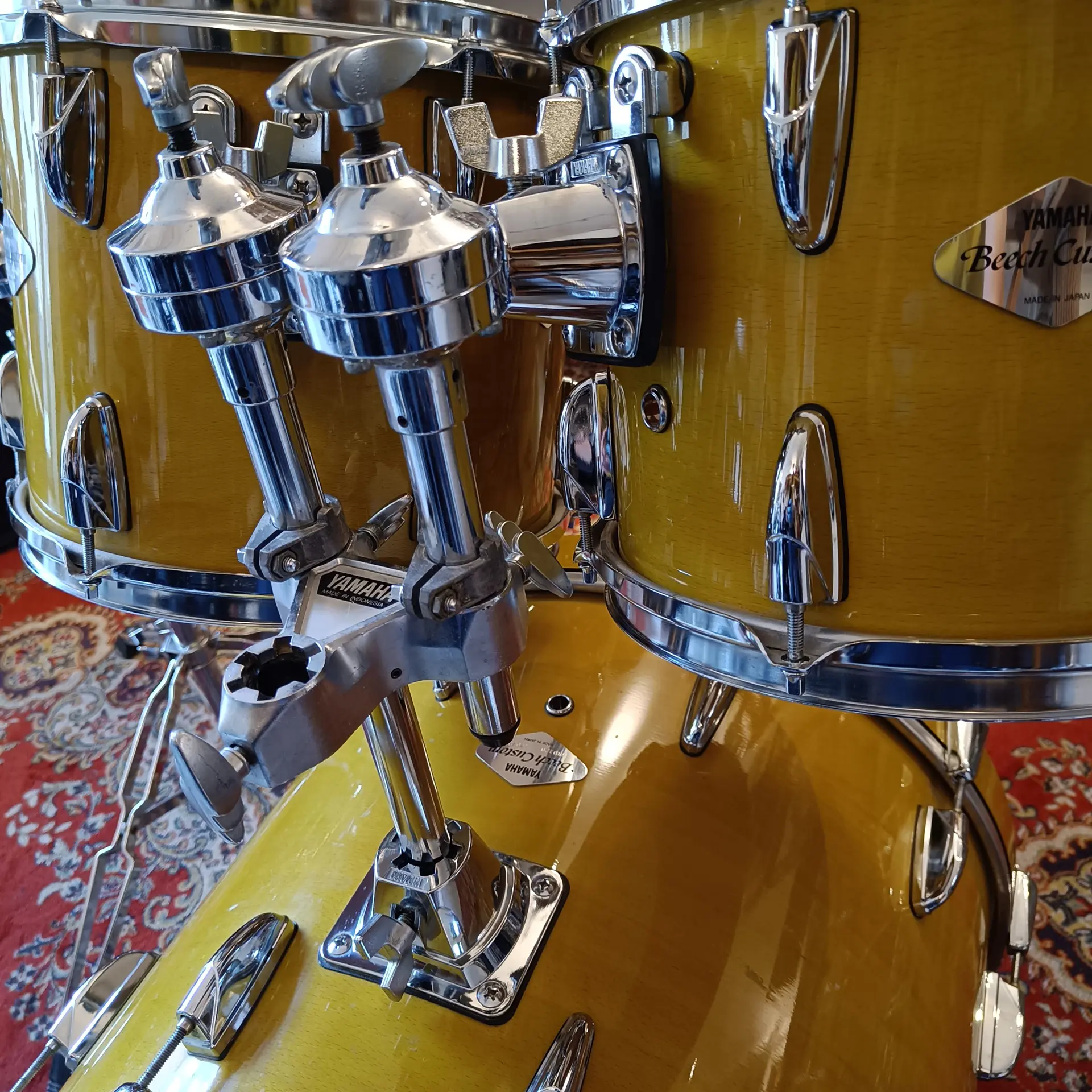 Yamaha Beech Custom 20"x14" 10"x9" 12"x10" 14"x12" Pear Yellow Made in Japan - Image 3