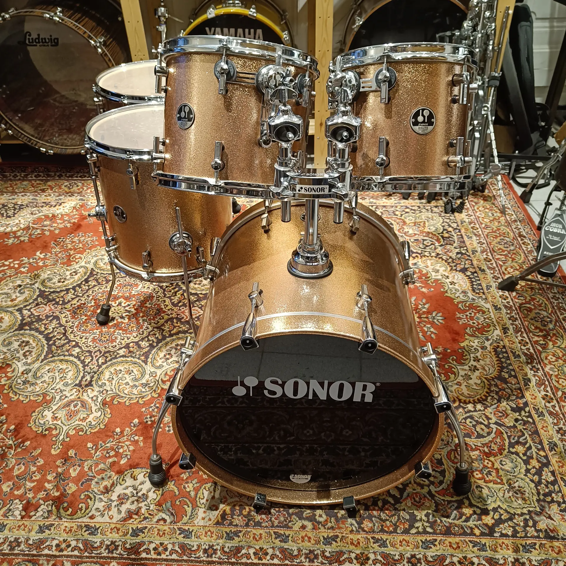 Sonor Delite Maple Vintage 20"x18" 10"x9" 12"x10 14"x14" 16"16" Copper Sparkle