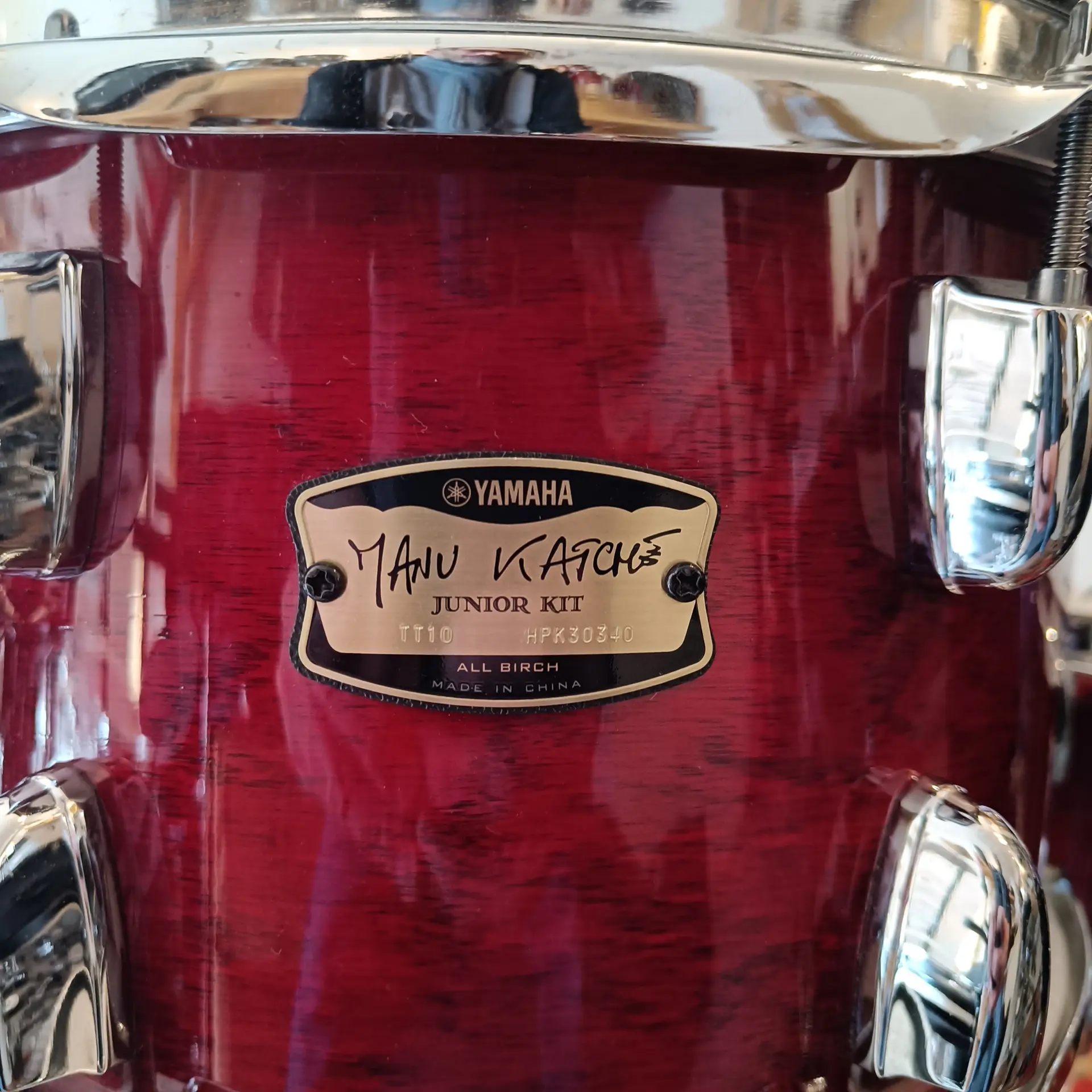 Yamaha Manu Katche Junior Kit Cranberry Red 16"x16" 10"x7" 12"x7" 13"x12" + caisse claire 12"x5" – Image 3