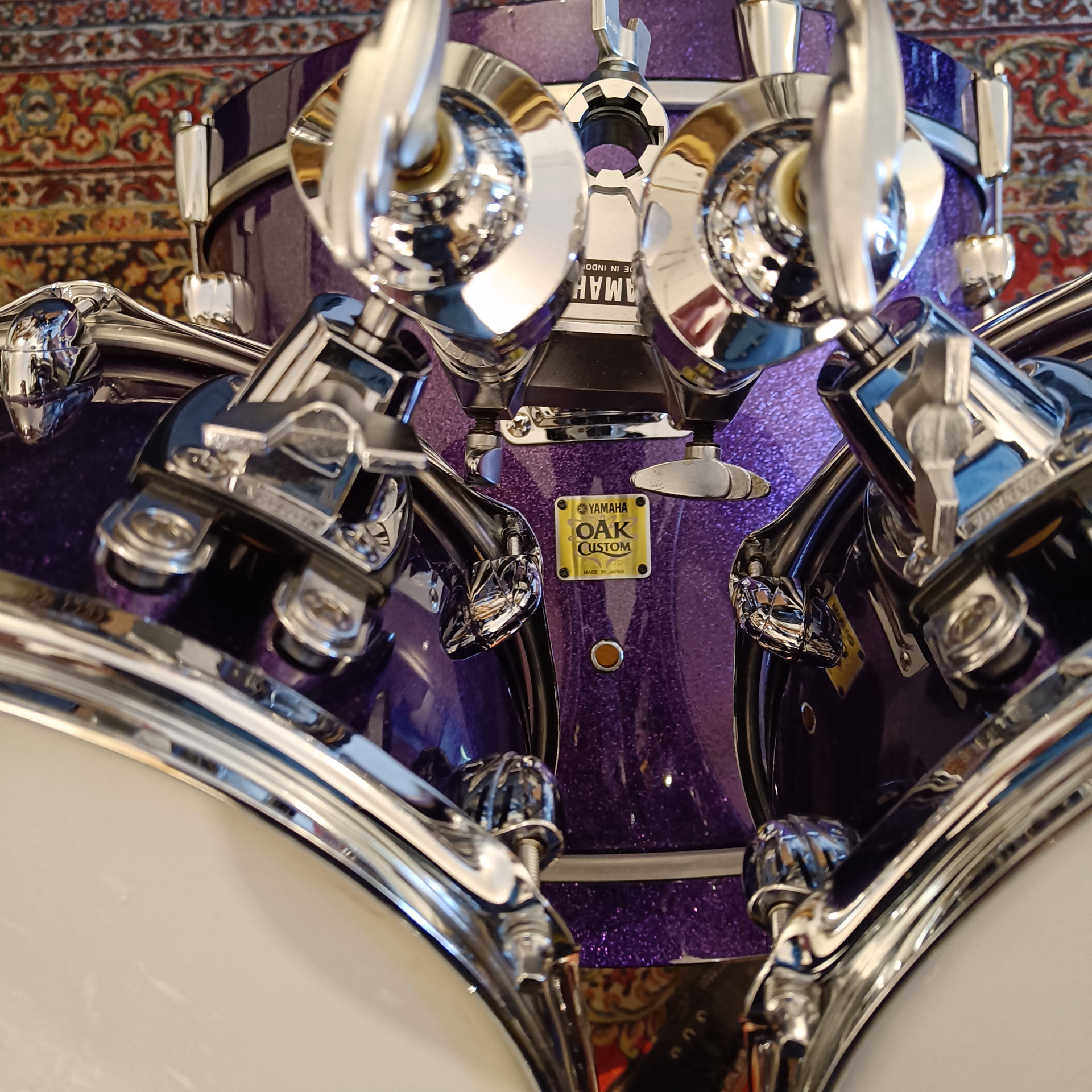 Yamaha Oak Custom Signature Manu Katche 22"x16" 10"x7,5" 12"x8" 13"x9" 16"x16" Purple Sparkle – Image 11