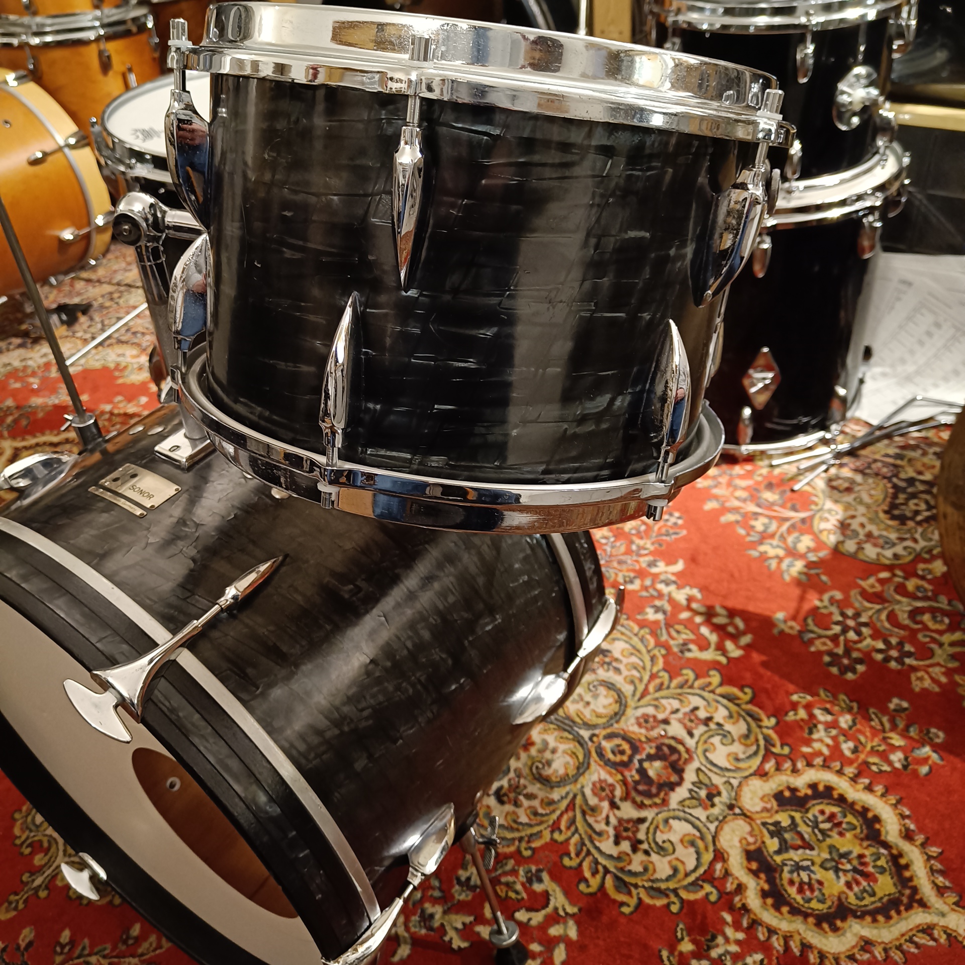 Sonor Teardrop 20"x14" 13"x9" 16"x16" Slate Pearl Vintage 1967 – Image 2