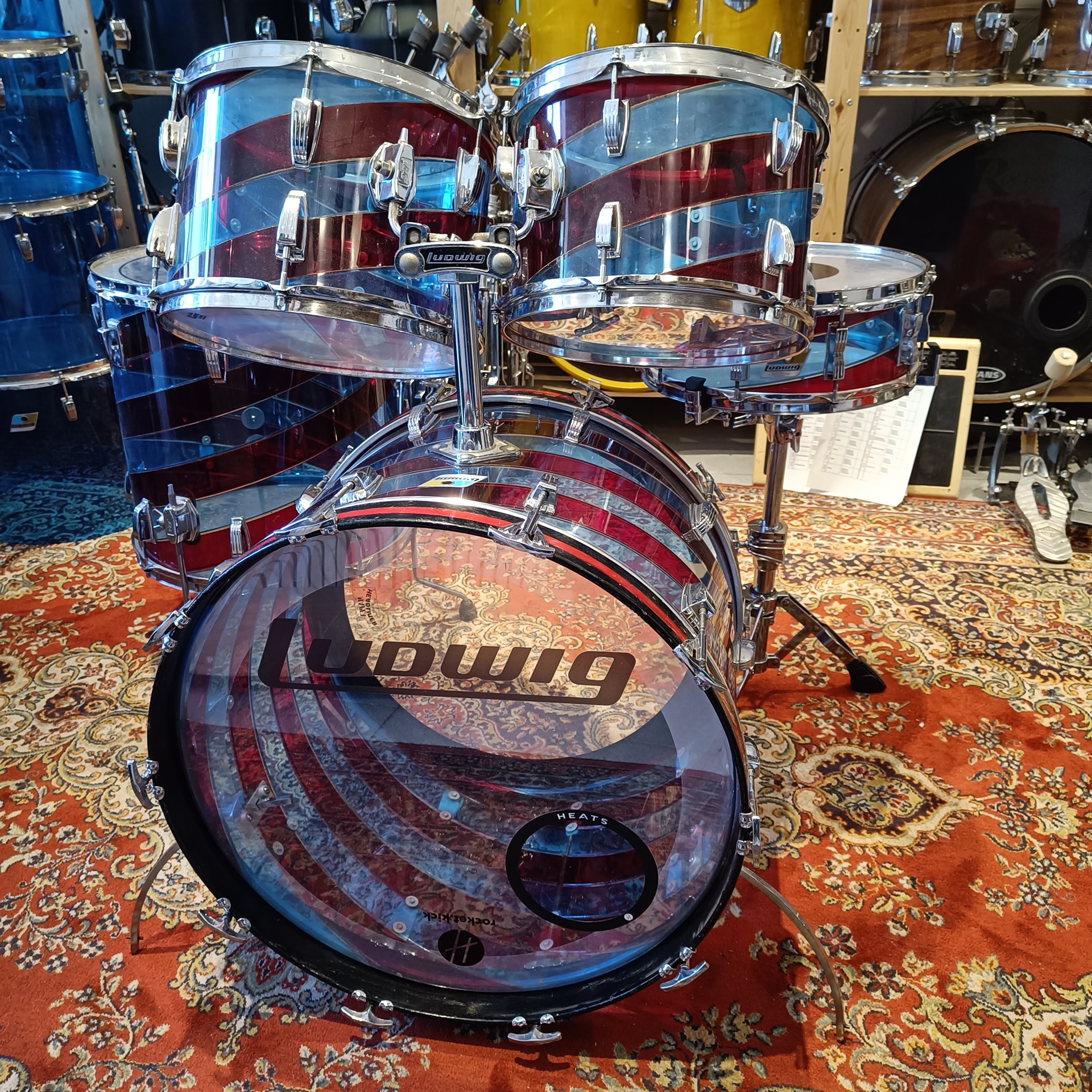 Ludwig Rainbow Vistalite Pattern C (Red/Blue) B&O 22″x14" 12″x8" 13″x9" 16″x16" + 14″x5″