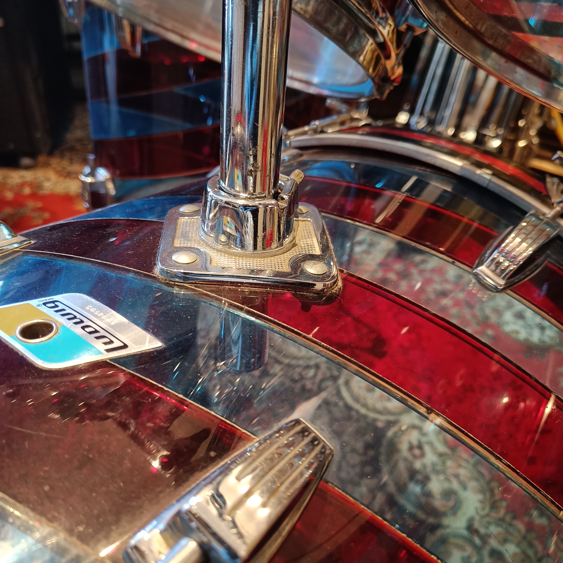Ludwig Rainbow Vistalite Pattern C (Red/Blue) B&O 22″x14" 12″x8" 13″x9" 16″x16" + 14″x5″ Vintage 70's - Image 10