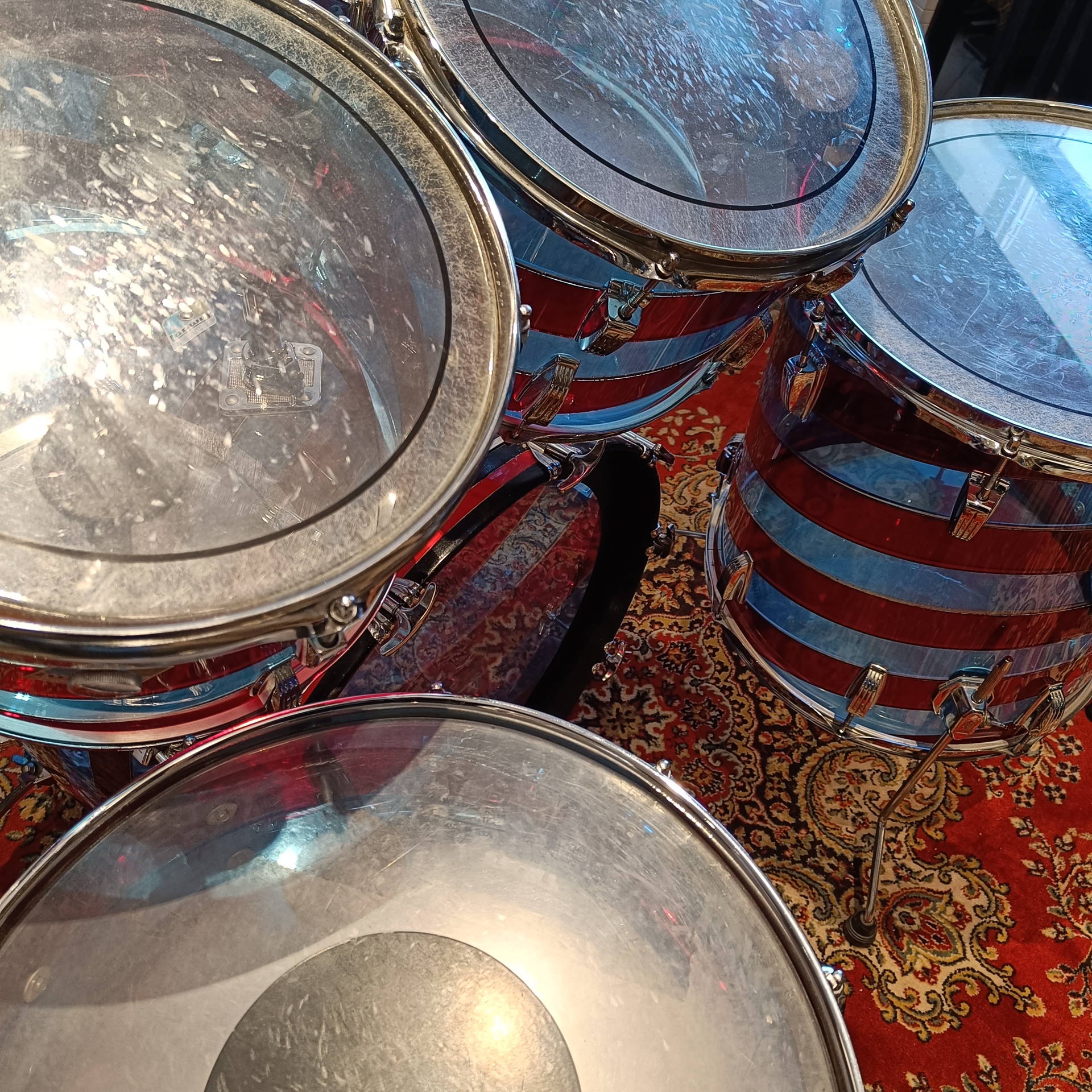 Ludwig Rainbow Vistalite Pattern C (Red/Blue) B&O 22″x14" 12″x8" 13″x9" 16″x16" + 14″x5″ Vintage 70's - Image 5
