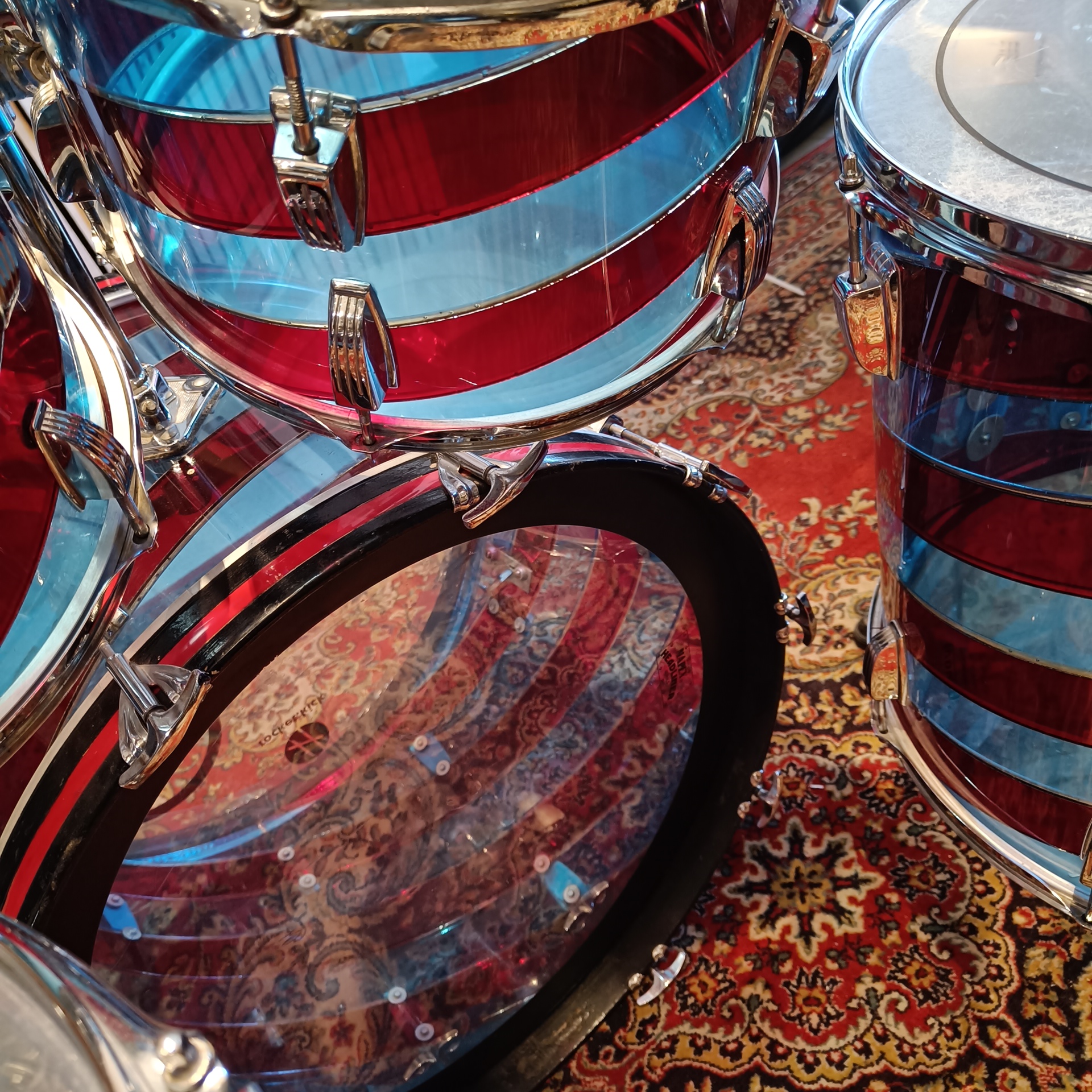 Ludwig Rainbow Vistalite Pattern C (Red/Blue) B&O 22″x14" 12″x8" 13″x9" 16″x16" + 14″x5″ Vintage 70's - Image 6