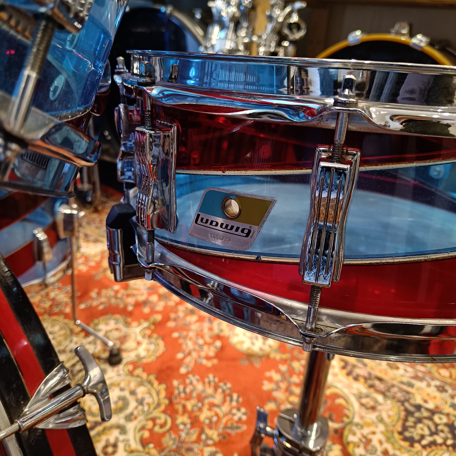 Ludwig Rainbow Vistalite Pattern C (Red/Blue) B&O 22″x14" 12″x8" 13″x9" 16″x16" + 14″x5″ Vintage 70's - Image 8