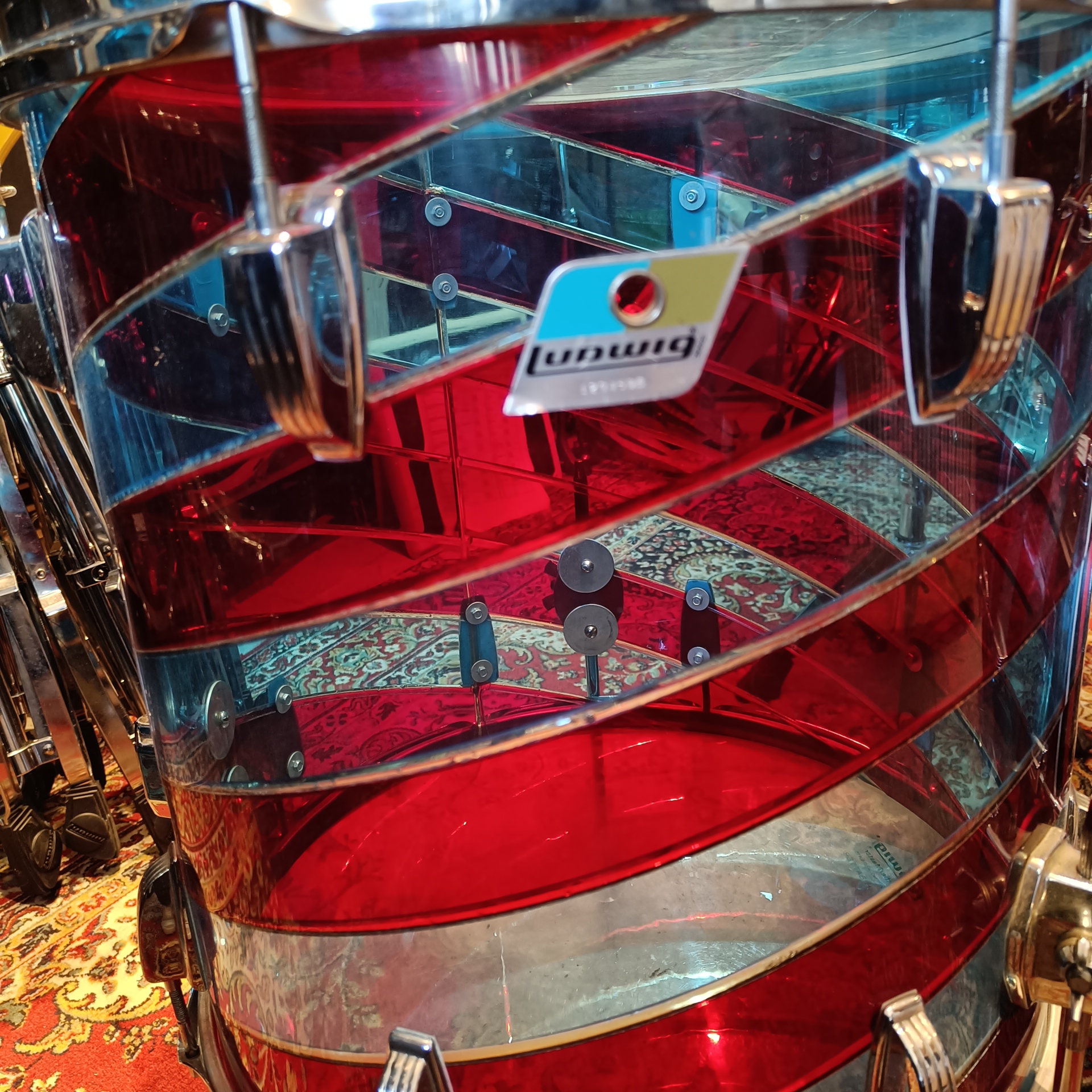 Ludwig Rainbow Vistalite Pattern C (Red/Blue) B&O 22″x14" 12″x8" 13″x9" 16″x16" + 14″x5″ Vintage 70's - Image 11