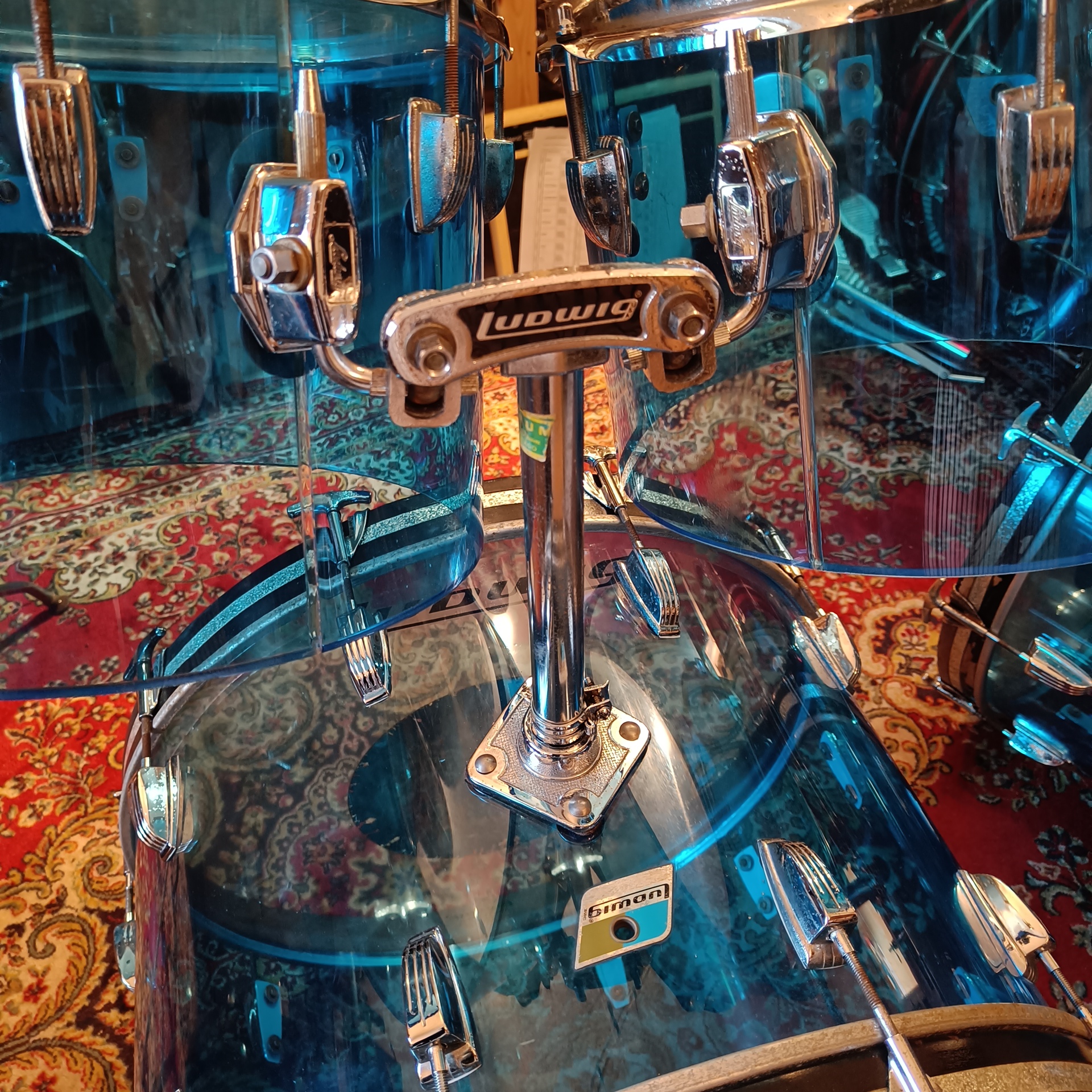 Ludwig Vistalite Blue 2x22"x14" 10" 12" 13" 14" 15" 16" B&O Vintage 70's – Image 5