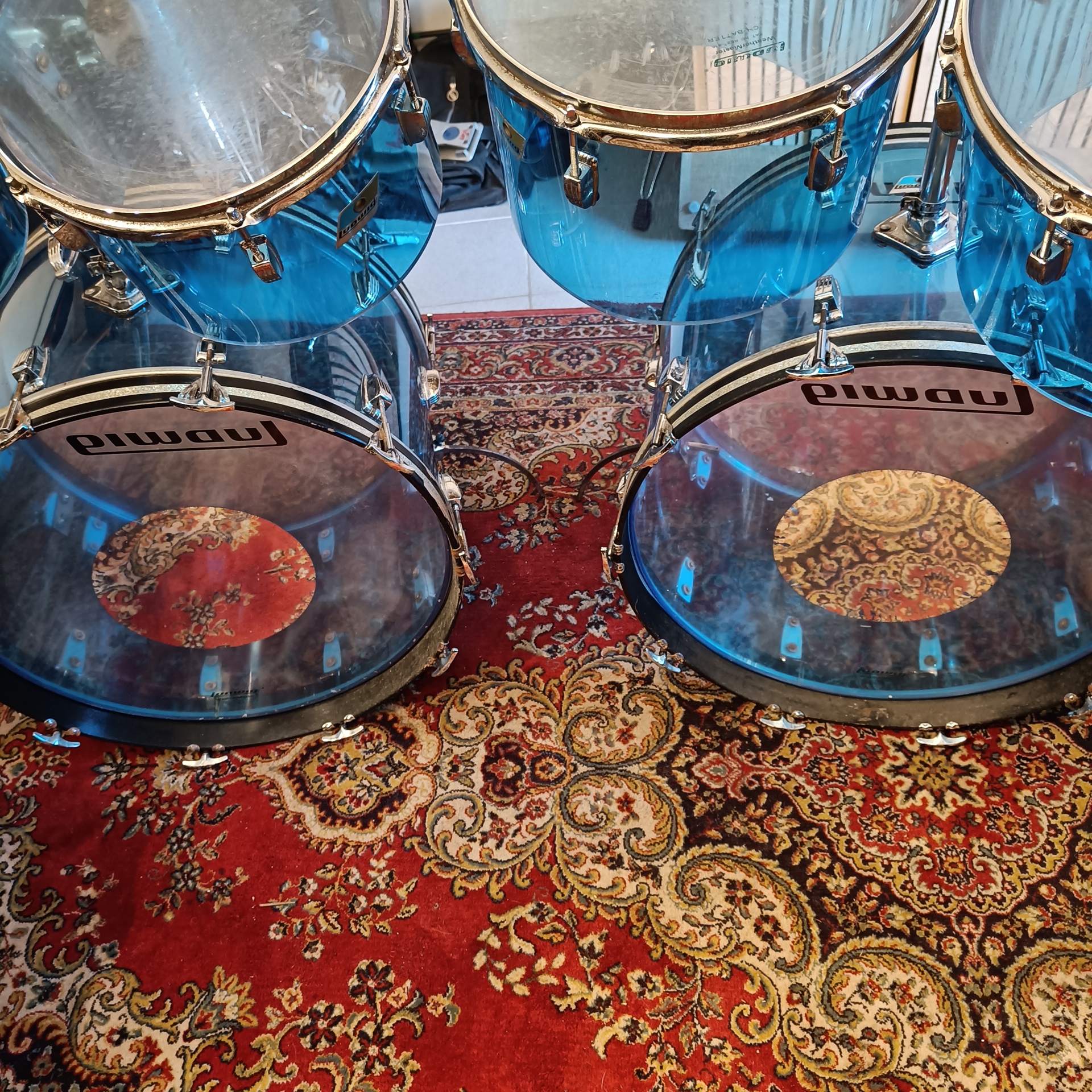 Ludwig Vistalite Blue 2x22"x14" 10" 12" 13" 14" 15" 16" B&O Vintage 70's – Image 8