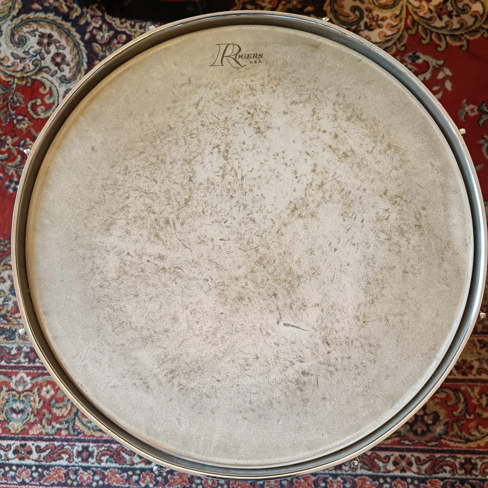 Rogers 16"x16" Floor Tom White Marine Pearl Vintage 70's – Image 5