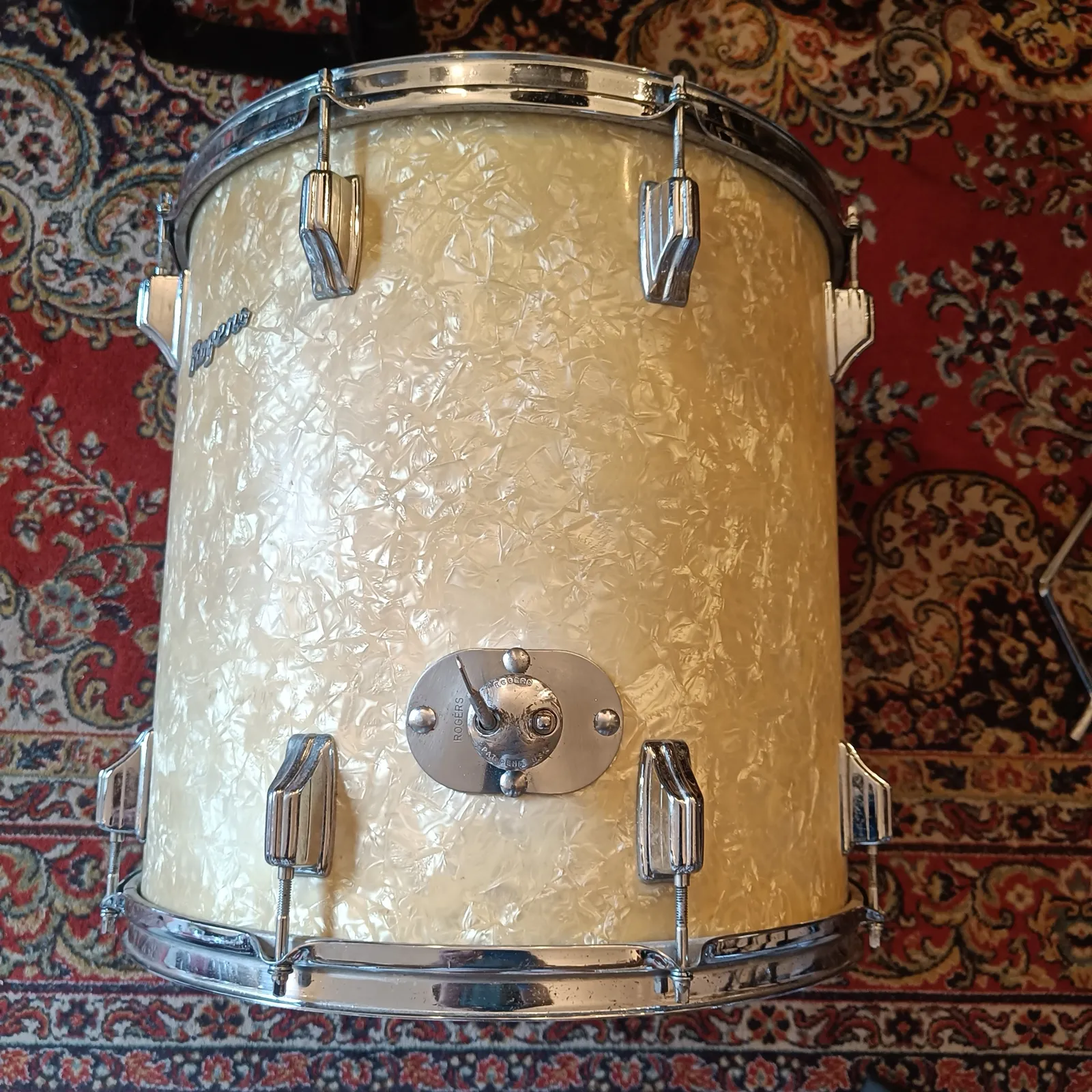 Rogers 16"x16" Floor Tom White Marine Pearl Vintage 70's – Image 2