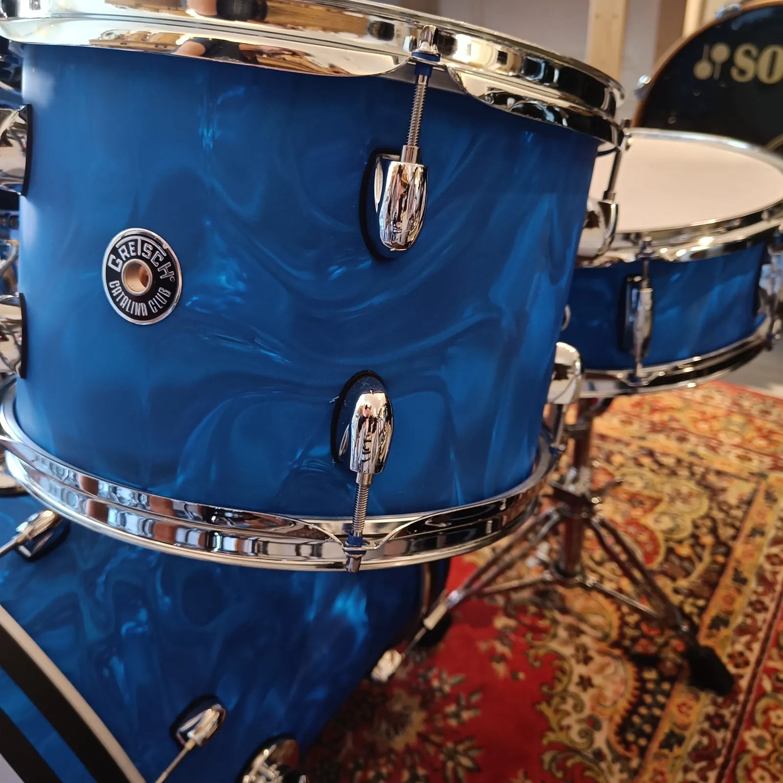 Gretsch Catalina Club Jazz Blue Satin Flame Ltd 18"x14" 12"x8" 14"x14" + CC 14"x5,5" – Image 3