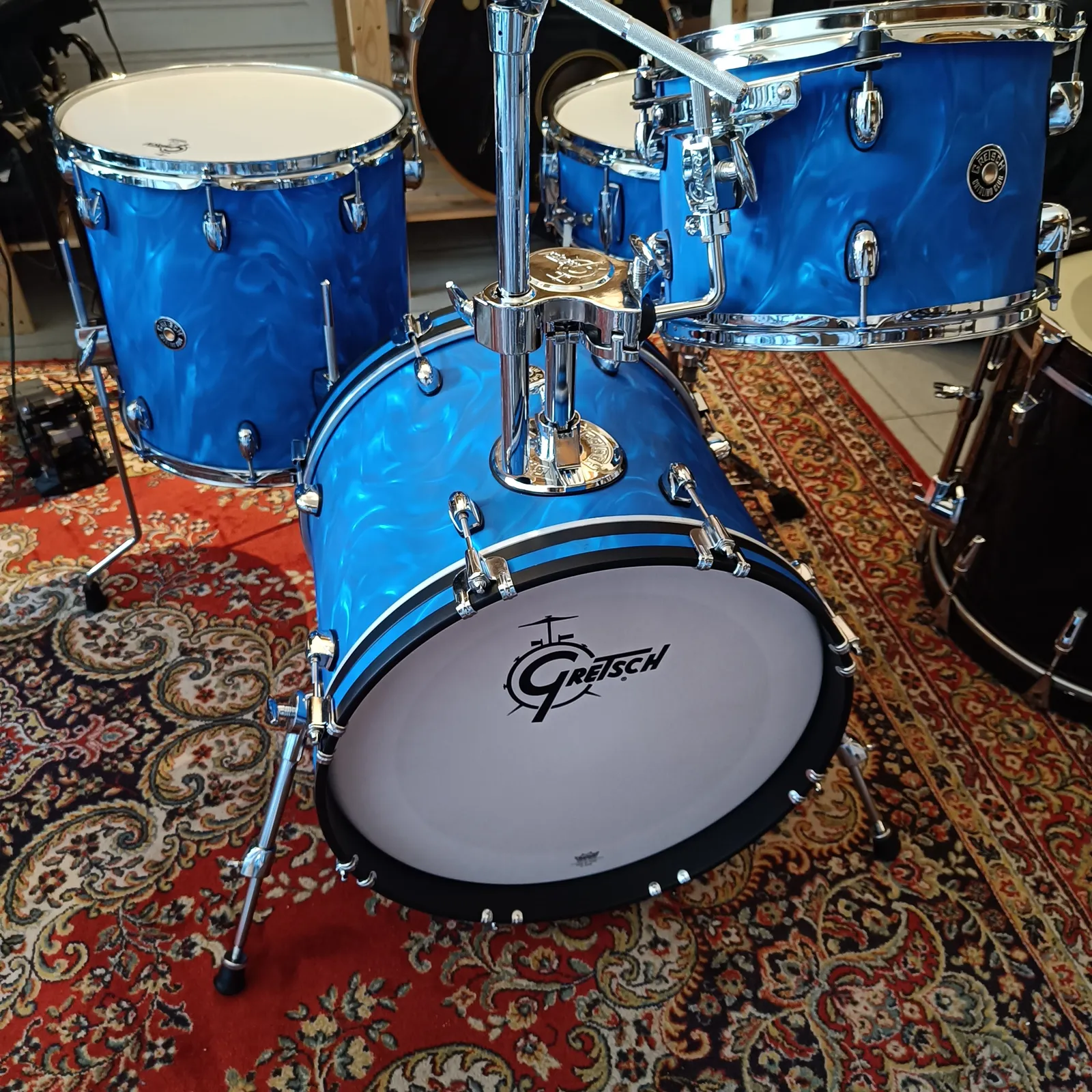 Gretsch Catalina Club Jazz Blue Satin Flame Ltd 18"x14" 12"x8" 14"x14" + CC 14"x5,5"