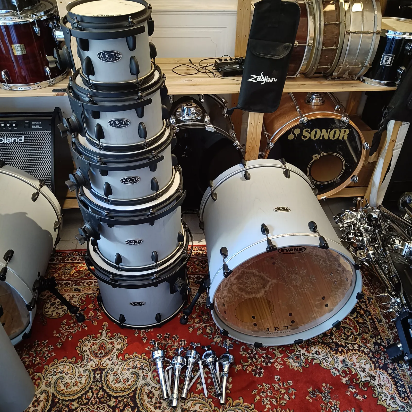 Art Custom Drums 8"x7" 10"x7" 12"x8" 14"x12" 16"x14" 22"x20" Chestnut Medium Matte Grey