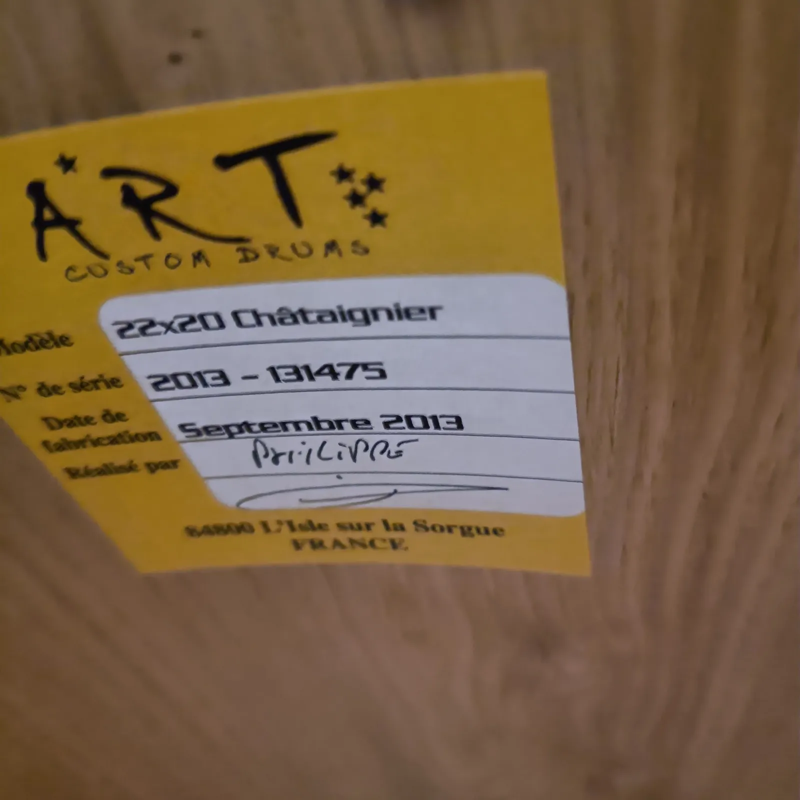 Art Custom Drums Grosse Caisse 22"x20" Chestnut Medium Matte Grey – Image 7