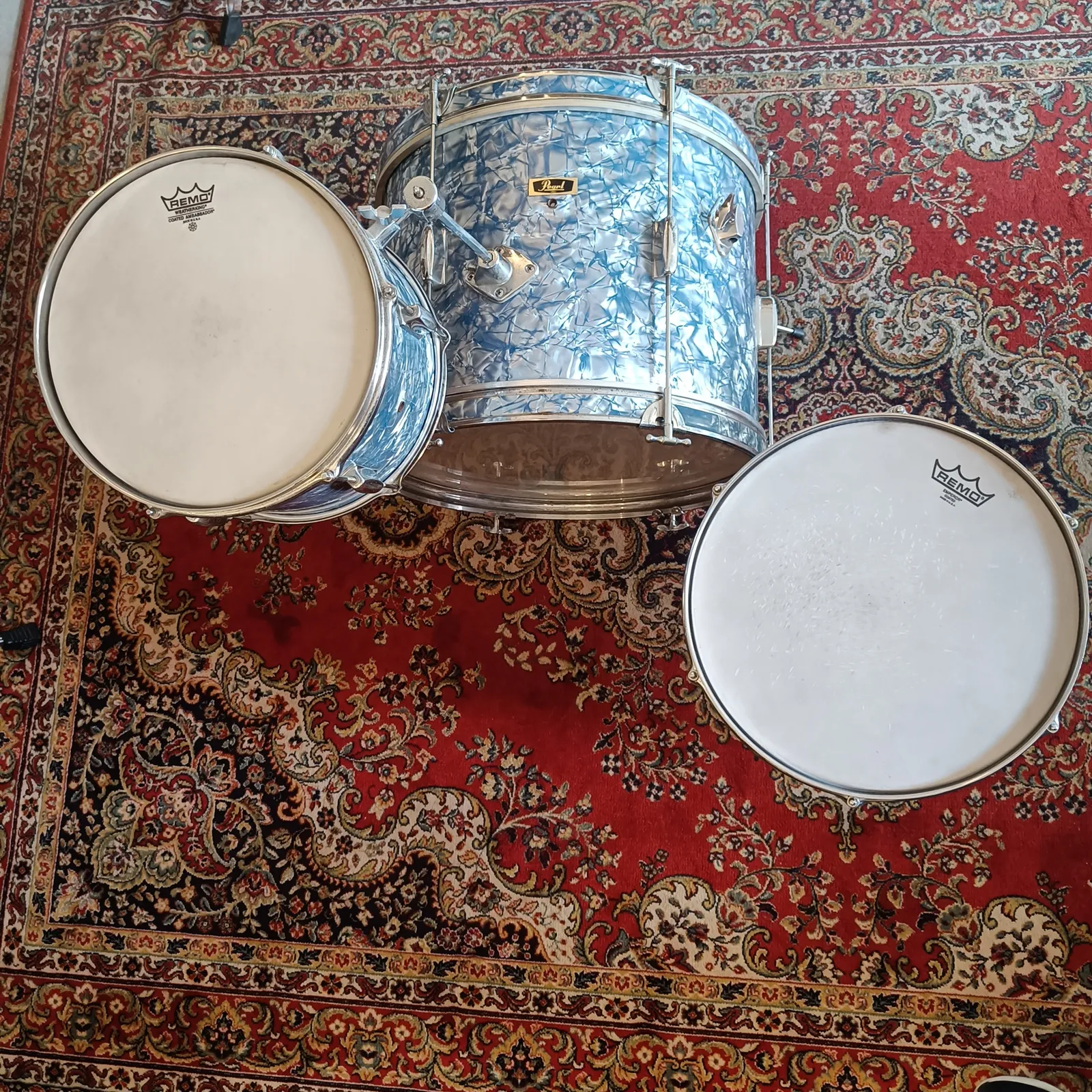 Pearl 20"x14" 12"x8" 14"x14" Valencia Outfit Light Blue Diamond Pearl début 70's – Image 7