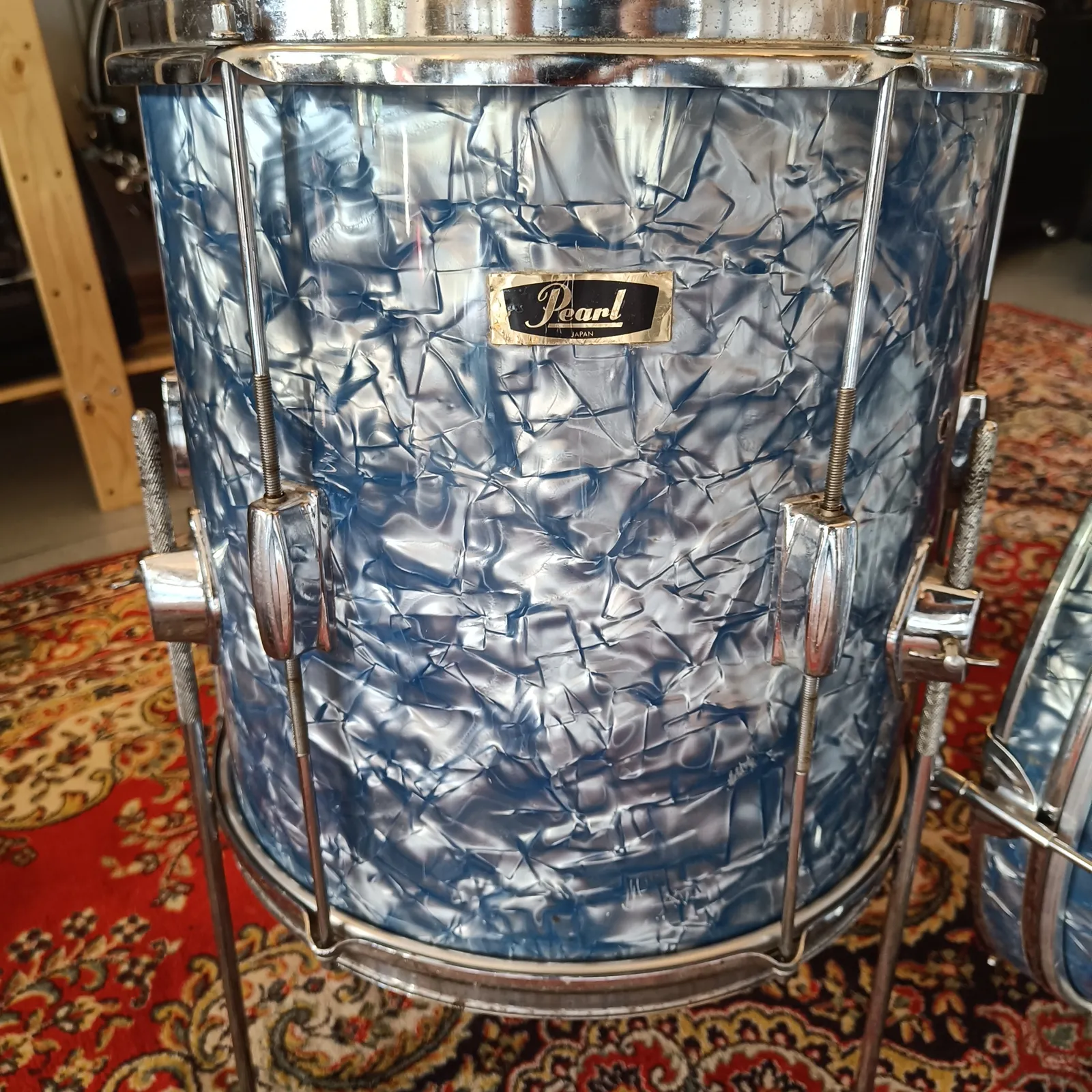 Pearl 20"x14" 12"x8" 14"x14" Valencia Outfit Light Blue Diamond Pearl début 70's – Image 6