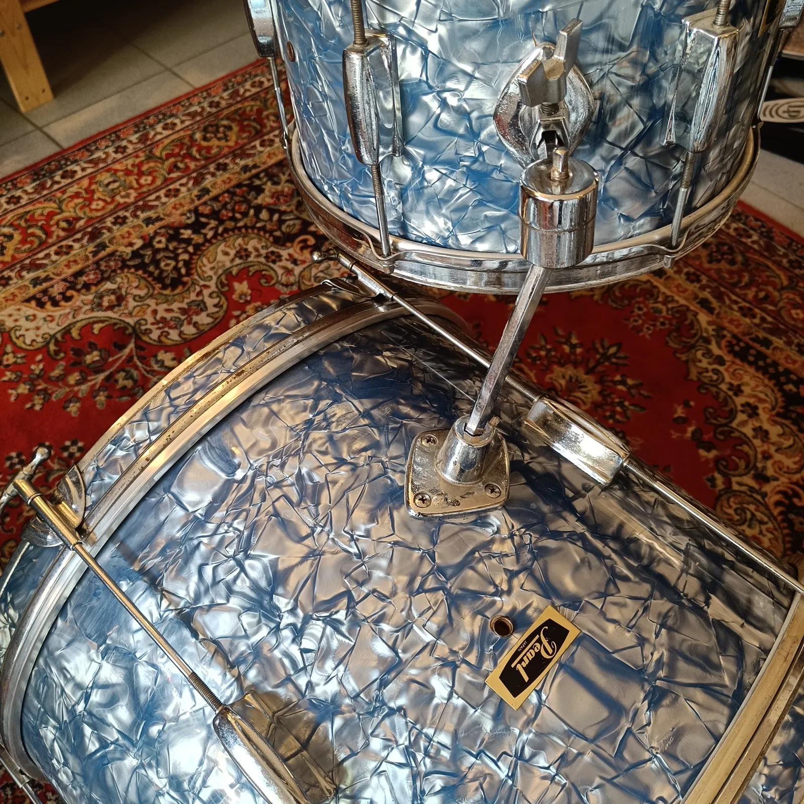 Pearl 20"x14" 12"x8" 14"x14" Valencia Outfit Light Blue Diamond Pearl début 70's – Image 5